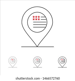 American, Location, Map, Sign Bold and thin black line icon set. Vector Icon Template background