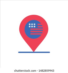American, Location, Map, Sign  Flat Color Icon. Vector icon banner Template