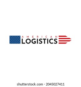 American Logistic Logo. With arrow and stars moving forward for courier delivery or transportation and shipping service. Logistics company premium and luxury logo