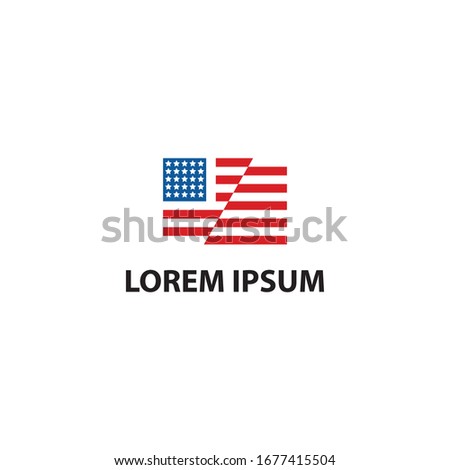 American logo flag red white and blue icon vector scalable printable american logo