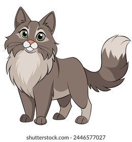 Ilustración vectorial de gato Longhair americano aislado sobre fondo blanco en estilo de dibujos animados.