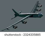 American long-range subsonic jet-powered strategic bomber B-52 Stratofortress Vector Illustration