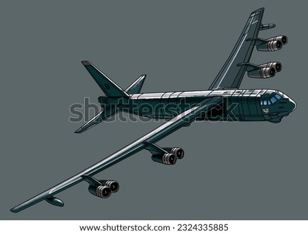 American long-range subsonic jet-powered strategic bomber B-52 Stratofortress Vector Illustration