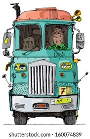 American lorry - cartoon