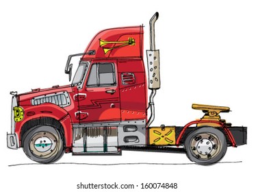 American lorry - cartoon