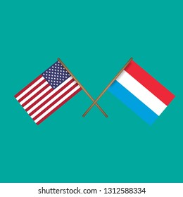 American and Luxembourg crossed flags.