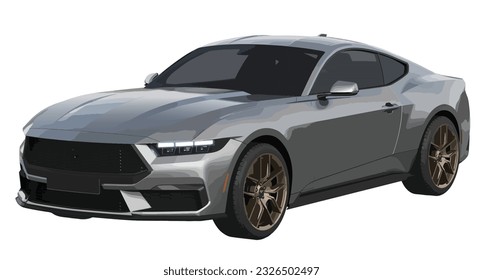 American Luxury premium realistic muscle coupe sport colour grey black elegant new 3d car electric power style model lifestyle business work modern art design vector template isolated background