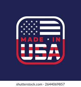 American made label design with usa flag and rounded square frame