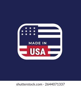 American made label design with usa flag and rounded square frame