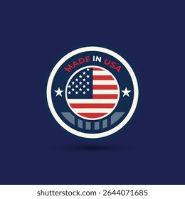 American made label design with usa flag and rounded square frame