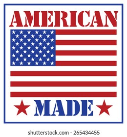 American Made text design with the American flag.