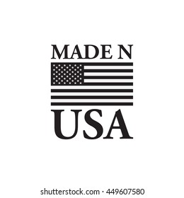 american made in usa label. Black and white. Vector illustration.