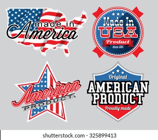 American made in USA retro vintage patriotic labels 