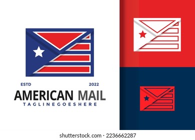 American Mail Flag Logo Design Vector Illustration Template