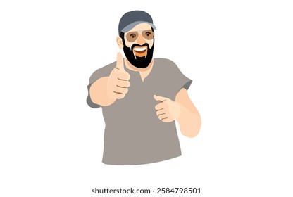 American Man Showing Thumbs up and Laughing