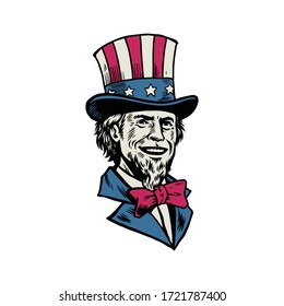 American man wearing hat Vector illustration