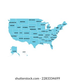 American Map Blue Color | White Background | Vector Art