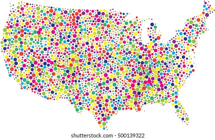 American Map Fill With Color Dots