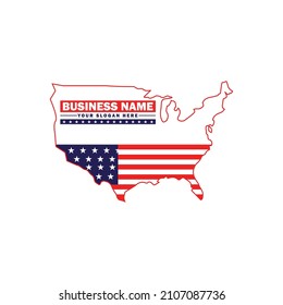 American Map With Flag Logo. Political Campaign Logo.