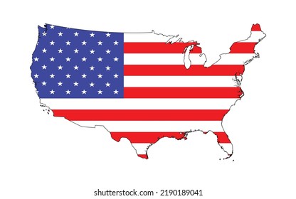 American Map and Flag vector illustration