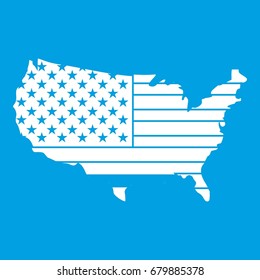 American map icon white isolated on blue background vector illustration