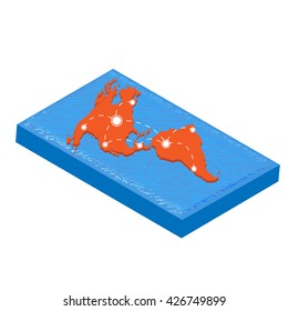 American map isometric. Isometric sea with american map on white background. Vector illustration