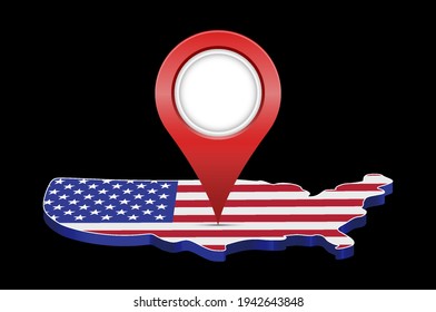 Marcador de mapa estadounidense. Ilustración del vector aislada en negro