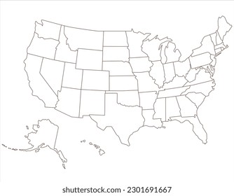 American Map Outline. 4th of July Patriotic Concept. Independence Day design element