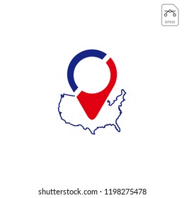 american MAP, point icon logo template vector illustration and inspiration