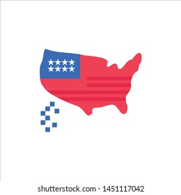 American, Map, Thanksgiving, Usa  Flat Color Icon. Vector icon banner Template