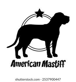 American Mastiff perro silueta, perro, razas de perro, logotipo, Vector, silueta, diseño de logotipo, animal, ilustración, icono, signo, diseño, negro, símbolo, mascota