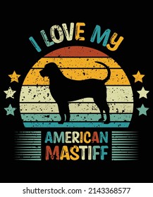 American Mastiff silhouette vintage and retro t-shirt design svg