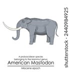 American Mastodon, a proboscidean species belonging to the Mammut genus from Miocene epoch.