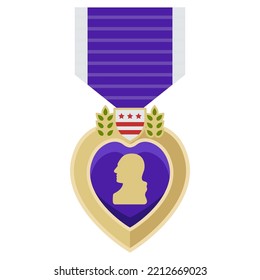 American medal purple heart. order for courage. flat vector illustration.