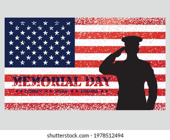 American memorial day 2021 flag with army vector design 