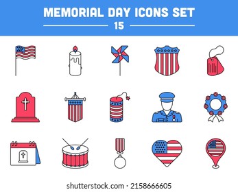 American Memorial Day Icon Or Symbol In Flat Style.