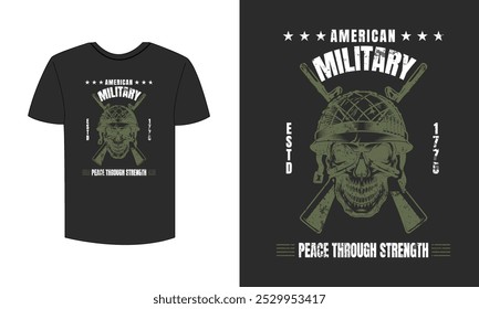 American Military ESTD 1775 Peace Through Strength Diseño de camiseta