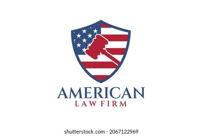 American Military Law Firm Logo Vector,with USA Flag Symbol Best For Justice Consultant Logo Commercial Brand