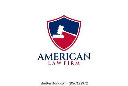 American Military law firm logo vector,with USA Flag Symbol best for justice consultant logo commercial brand