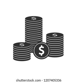 American money in the form of stack coins, the dollar symbol is a vector