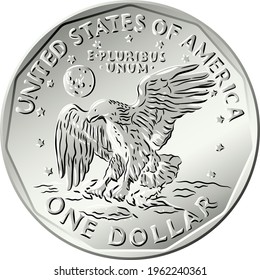 American money Susan B Anthony dollar  one dollar coin and eagle clutching laurel branch reverse