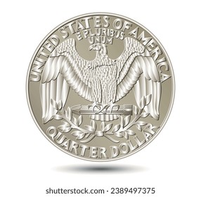 American money, Washington quarter dollar or 25-cent silver coin