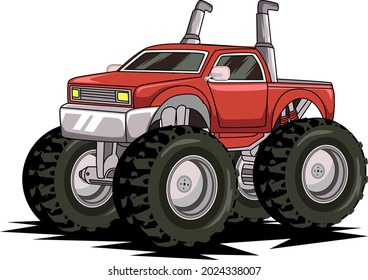 american monster truck hand drawing illustration