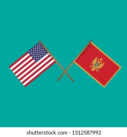 American and Montenegro crossed flags.