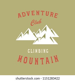 "American Mountain club". Original handmade alphabet. Vintage font design and poster. Custom typeface. Vector.
