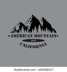 American mountain slogan graphic vector print lettering for t shirt print design.