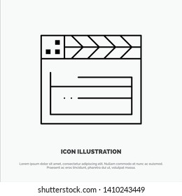 American, Movie, Usa, Video Line Icon Vector