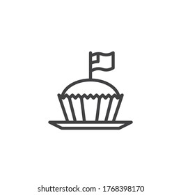 American muffin line Symbol. lineares Stilzeichen für mobiles Konzept und Webdesign. Cupcake mit US-Flagge Umriss Vektorsymbol. Symbol, Logo-Abbildung. Vektorgrafik