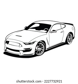 american muscle car black and white vector design