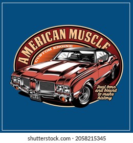 American Muscle Car Illustration graphic